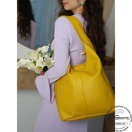 Женская кожаная сумка "Винтаж" (жёлтая) 